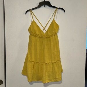 Yellow bird dress - Flowy, summery dress